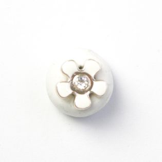 Öse - Blume - Stein - 10 mm - weiss