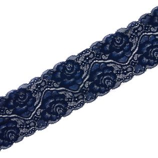Perlonspitze - elastisch - 90 mm - navy