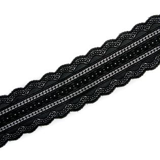 Perlonspitze - elastisch - 100 mm - schwarz