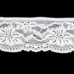 Perlonspitze - elastisch - 74 mm - weiss