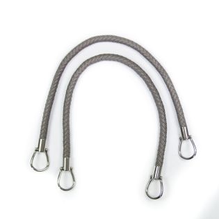 Taschengriff - Lederoptik - geflochten - 55 cm - grau