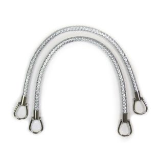 Taschengriff - Lederoptik - geflochten - 55 cm - silber