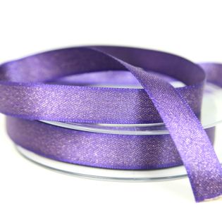 Satinband - Glitzer - gold - 15 mm - lila
