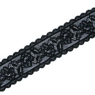Perlonspitze - elastisch - 58 mm - schwarz