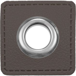 Ösenpatches für Kordeln - Lederimitat - dunkelgrau