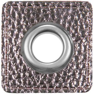 Ösenpatches für Kordeln - Lederimitat - metallic - silbergrau