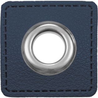 Ösenpatches für Kordeln - Lederimitat - marine 