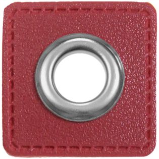 Ösenpatches für Kordeln - Lederimitat - bordeaux