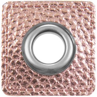 Ösenpatches für Kordeln - Lederimitat - metallic - rose