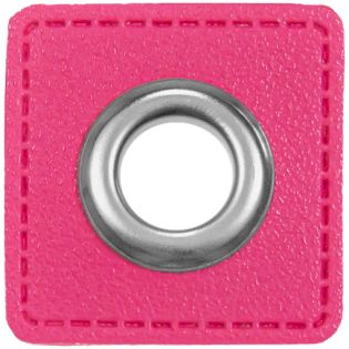 Ösenpatches für Kordeln - Lederimitat - pink