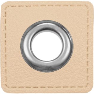 Ösenpatches für Kordeln - Lederimitat - creme