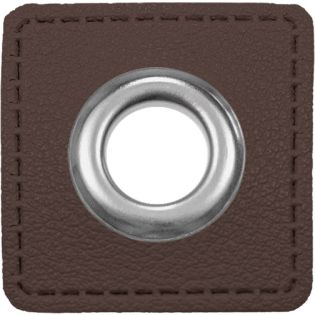 Ösenpatches für Kordeln - Lederimitat - dunkelbraun