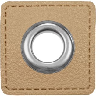 Ösenpatches für Kordeln - Lederimitat - beige