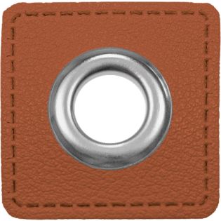 Ösenpatches für Kordeln - Lederimitat - camel