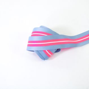 Dekoband - Streifen - 40 mm - blau-neonpink