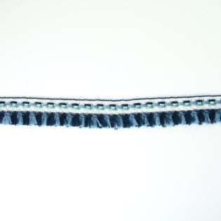Jacquard - Fransenborte - 25 mm - blau