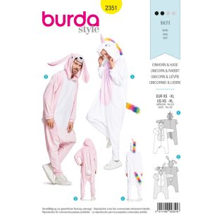 Schnittmuster - burda style - Overall für Sie und Ihn: Einhorn – Hase - 2351