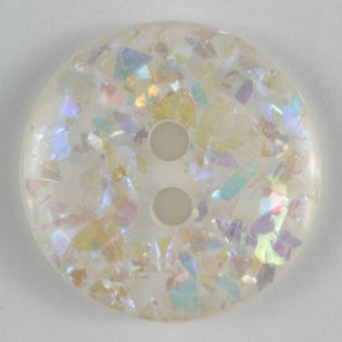 2-Loch-Knopf - 19 mm - Glitzer - weiß