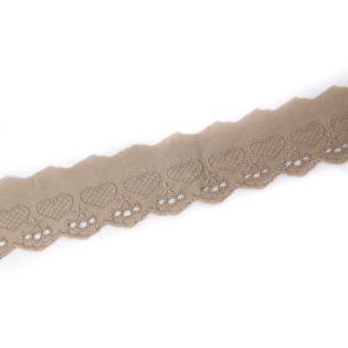 Baumwoll-Spitzenborte - Herzen - 50 mm - beige