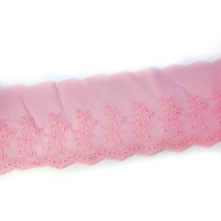 Baumwoll-Spitzenborte - Blumen - 90 mm - rose
