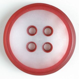 4-Loch-Knopf - 23 mm - transparent mit farbigen Rändern - rot