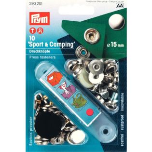 Druckknöpfe mit Kappe - Sport & Camping - 15mm mit Werkzeug - silber