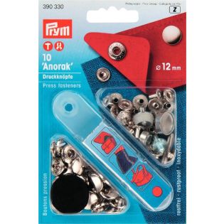Druckknöpfe - Anorak - 12 mm - 10 Stück mit Werkzeug - silber
