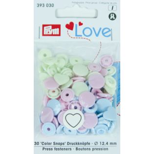 Prym Color Snaps Druckknöpfe 30 Stück Herz - pastell