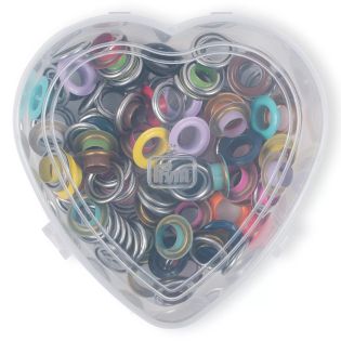 Prym - 55 Ösen mit Scheiben - Ø11 mm - Vario Creative Tool - bunt in Herzbox