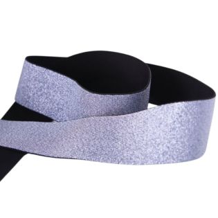 Gummiband - 40 mm - hellblau - glitzer