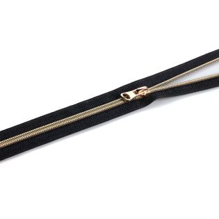 Spiralreißverschluss - S80 - Meterware - mit Zipper - schwarz/gold