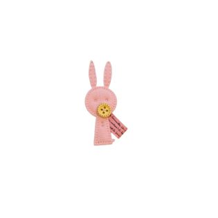 Applikation - Häschen - rosa - gelb -  60 mm 