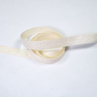Fischgratköperband - 15 mm - ZigZag - creme