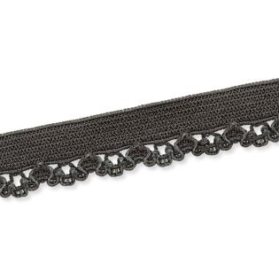 Spitzenborte - elastisch - 10 mm - schiefer