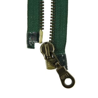 Reißverschluss Opti - M60-antik-gold - 70cm - Moselschieber - teilbar - tannengrün