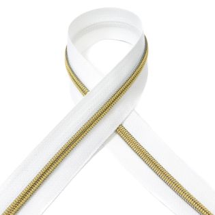 AY - Spiral - Reißverschluss - Metallic - 5 mm - Meterware - weiß/gold