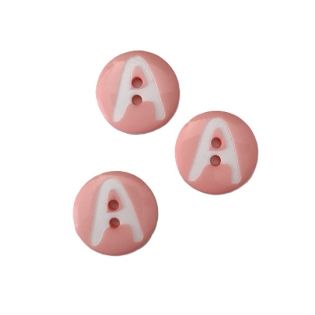 2-Loch-Knopf - 20mm - Buchstabe A  - rosa