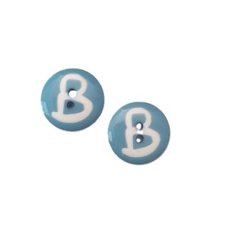 2-Loch-Knopf - 20mm - Buchstabe B  - hellblau 