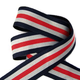 Elastikband - Streifen - 30 mm - navy-grau-rot