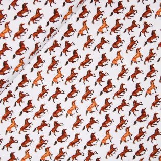 French Terry - Digitalprint - running Horses - weiß
