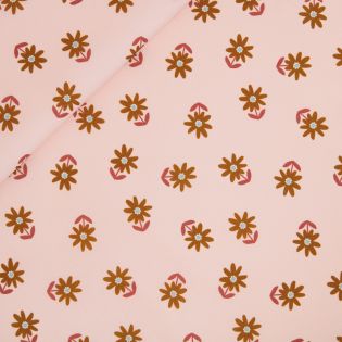 Baumwolle - beschichtet - Margeriten - apricot