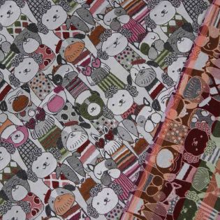 Dekostoff - Jacquard - Double Face - Hunde - pink