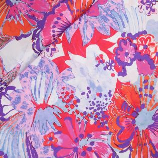Satin - Stretch - große Blüten - weiß