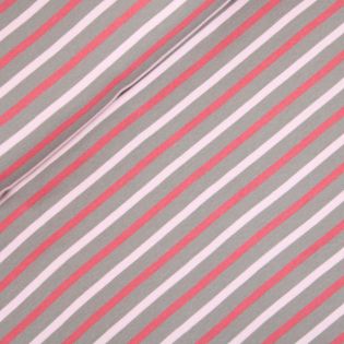 Interlockjersey - Streifen - beige, rot