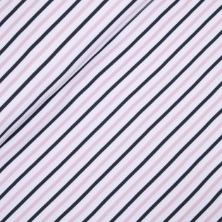 Interlockjersey - Streifen - rosa, blau, weiß