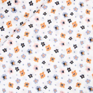 Baumwoll - Musselin - Blumen - weiß