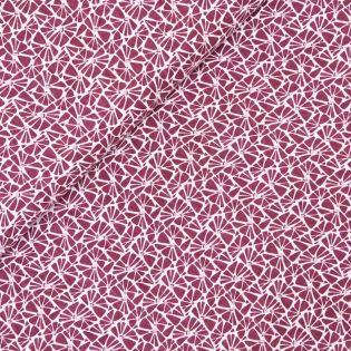 Reines Leinen - grafische Blumen - rot