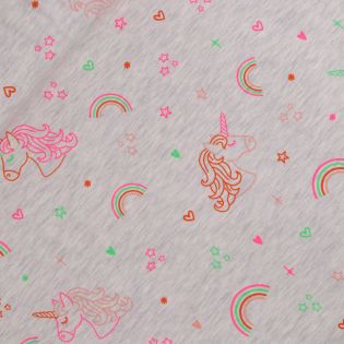 Baumwolljersey -  Einhorn Liebe - Neon