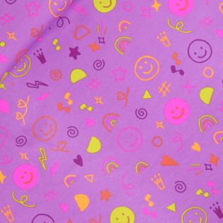 Baumwolljersey -  Farbflash Smileys - lila