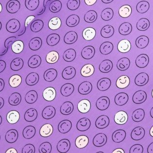 Baumwolljersey -  Lachflash - Smileys - lila